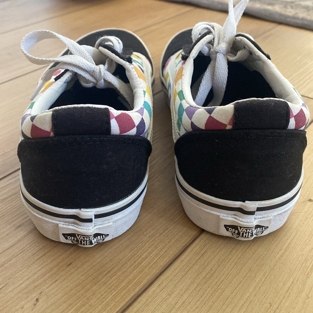 VANS Old Skool Rainbow Checkerboard Shoes Missy Size 4 Canvas - Picture 3 of 5